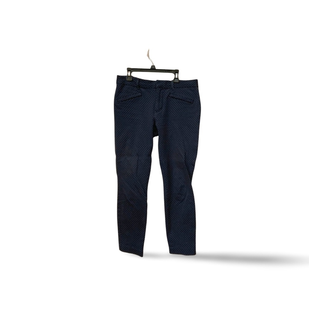 GAP Navy Blue Polka Dot Skinny Ankle Pants Size 6R Stretch Cotton Blend